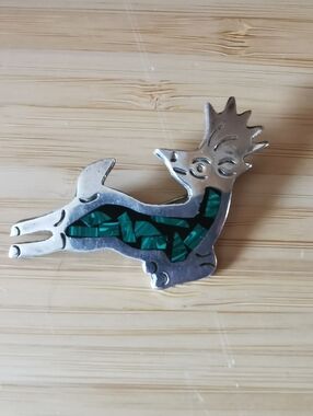 Vintage Mexico 925 Sterling Silver Abalone Deer Brooch – Folk Art Pin
